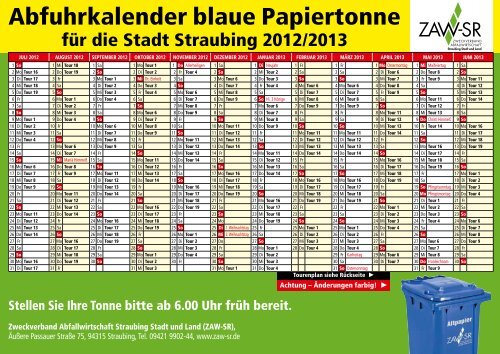 Papierabfuhrpläne 2012/2013 hier klicken. - ZAW-SR