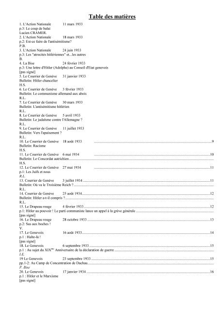 Lannexe Du Mémoire Comprenant 41 Articles Tirés De La