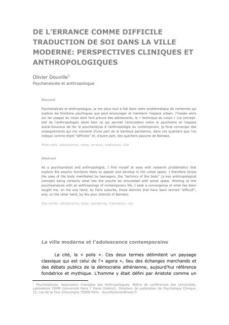 De l errance comme difficile traduction de soi