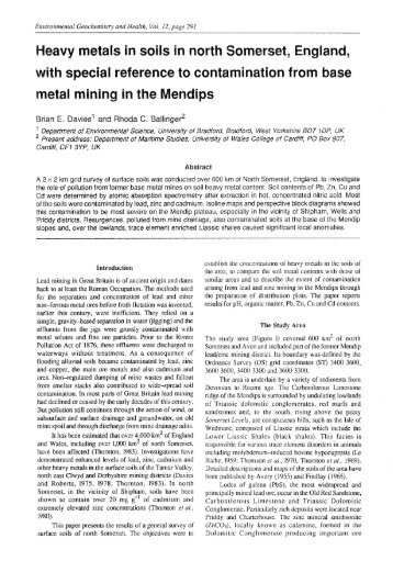 Heavy metals in soils in north Somerset, England, with special ...