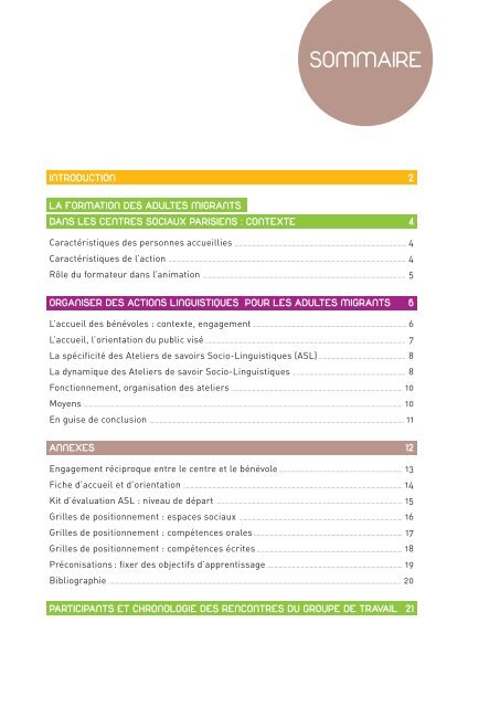 Repères pour les actions linguistiques en centre social