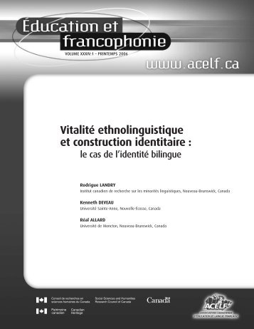 Vitalité ethnolinguistique et construction identitaire - acelf