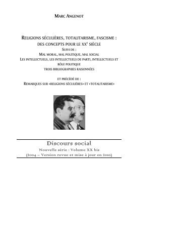 Religions séculières, totalitarisme, fascisme - Marc Angenot