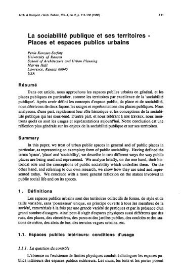 La Sociabilité publique et ses territoires - Perla Serfaty-Garzon