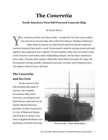 The Concretia: North America's First Self-Powered Concrete Ship