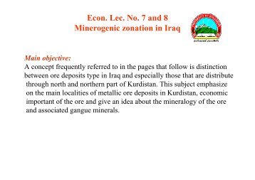 Econ. Lec. No. 7 and 8 Minerogenic zonation in Iraq - University of ...