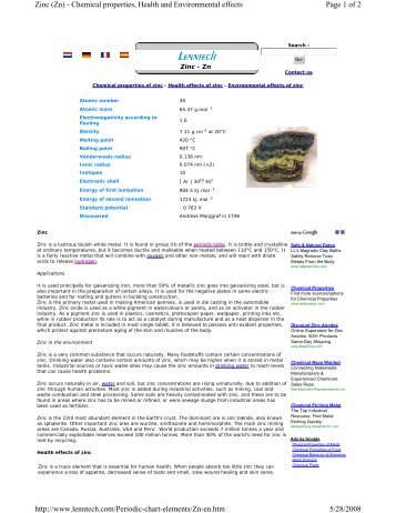 Page 1 of 2 Zinc (Zn) - Chemical properties, Health and ...