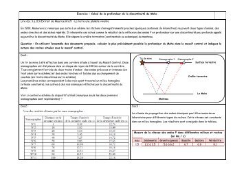 Exercice : Calcul de la profondeur de la discontinuité du Moho Lire ...