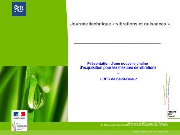 Journée technique « vibrations et nuisances » - LCPC