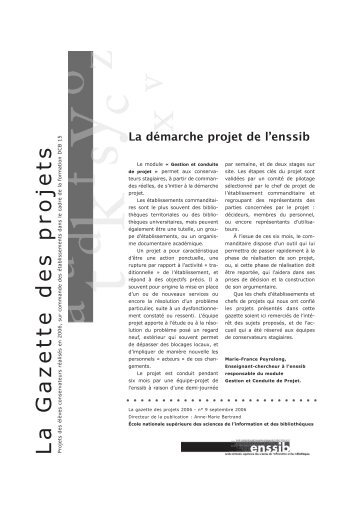 Gazette des projets 2006 – DCB 15 - Enssib