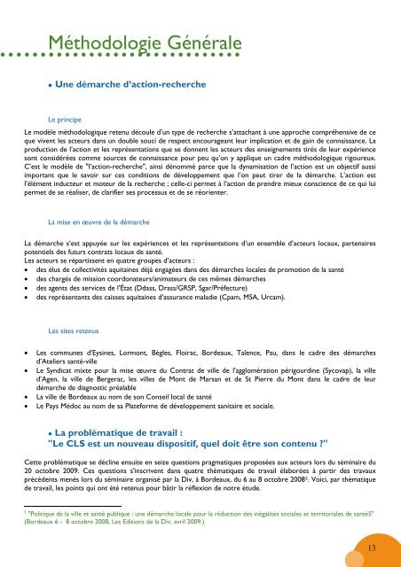 Rapport final - Comité régional d'éducation pour la santé en Aquitaine