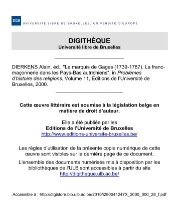 DIGITHÈQUE - Université Libre de Bruxelles