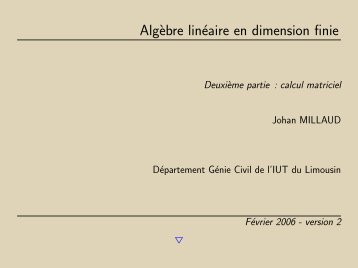 Alg`ebre linéaire en dimension finie - IUT en ligne