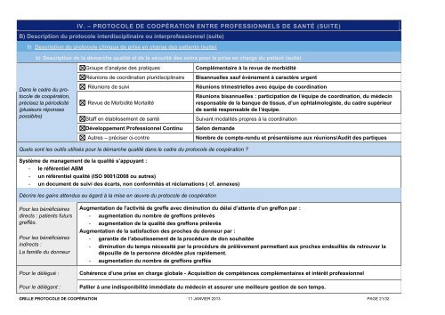 Protocole prélèvement de cornée - ARS Bretagne