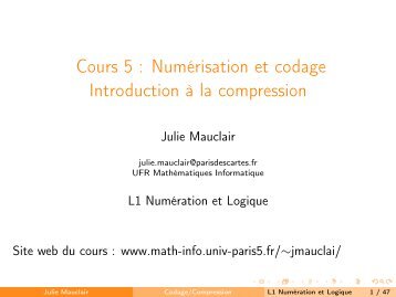 Cours 5 - UFR Mathématiques et Informatique