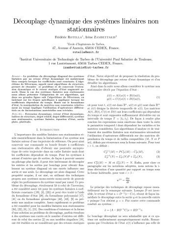 Découplage dynamique des systèmes linéaires non ... - IUT de Tarbes