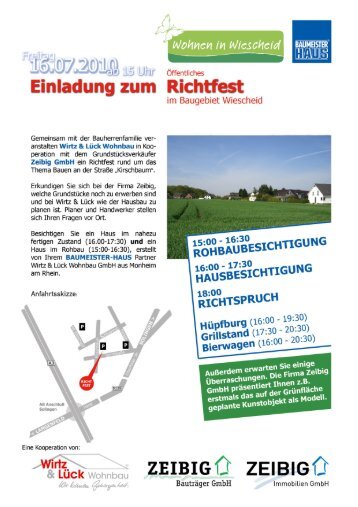 Einladung zum Richtfest am 16.07.2010 - Zeibig-immobilien.de