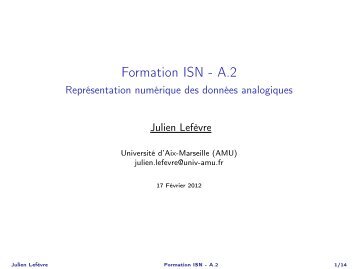 Transparents de J. Lefèvre pour le cours A.2 - ISN Aix-Marseille