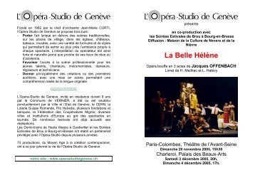 Dépliant de présentation, Colombe et Charleroi (PDF ... - Opera-Studio