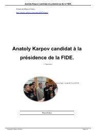 Anatoly Karpov candidat à la présidence de la FIDE. - Maroc-Echecs