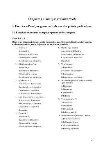 Chapitre 1 : Analyse grammaticale - Lalib.fr