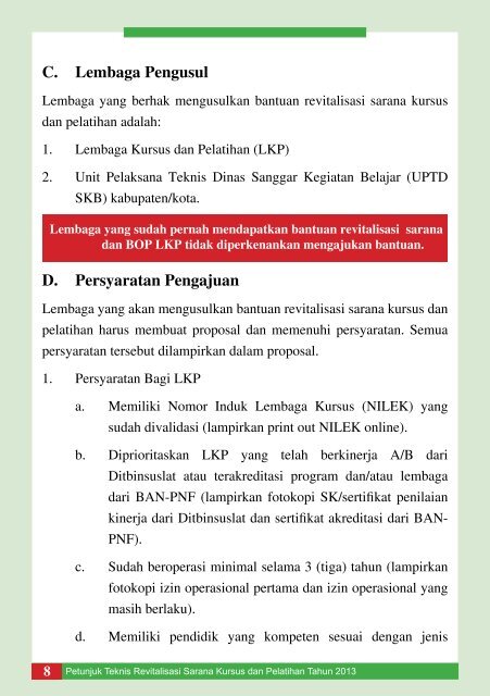 Petunjuk Teknis Bantuan Sosial Revitalisasi Sarana Kursus dan ...