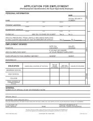 APPLICATION FOR EMPLOYMENT