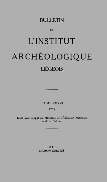 L'INSTITUT ARCHÉOLOGIQUE - Ialg.be