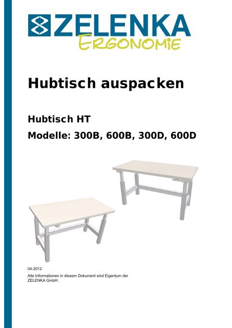 Hubtisch auspacken - Zelenka