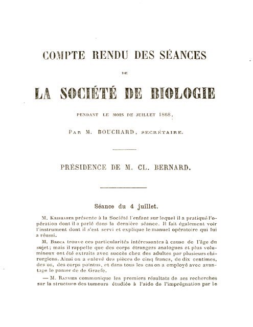 comptes rendus des séances et mémoires de la société de biologie ...