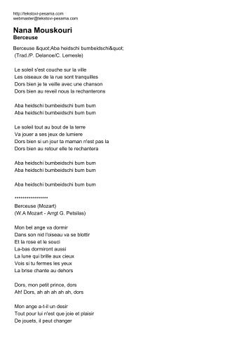 Nana Mouskouri - Tekstovi pesama