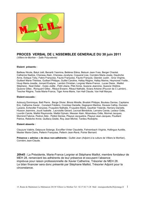 Procès Verbal du 30/06/2011 (fichier pdf) - Musique En Herbe 28