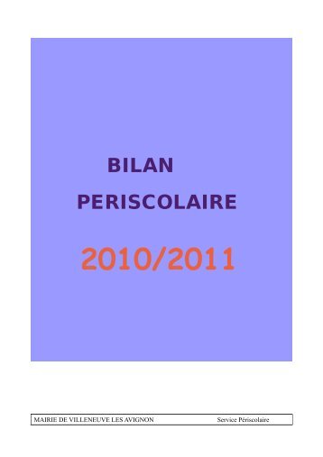 bilan periscolaire 2010- 2011 - Villeneuve lez avignon