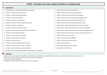 Fiche Rome - G1203 - ANPE.FR, un service Pôle emploi