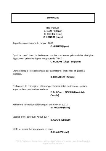 Traitement des carcinoses péritonéales d'origine colo-rectale. Quoi ...