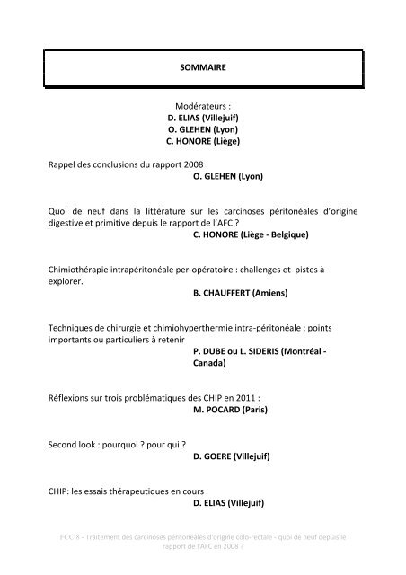 Traitement des carcinoses péritonéales d'origine colo-rectale. Quoi ...