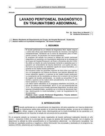 lavado peritoneal diagnóstico en traumatismo abdominal.