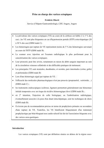 Prise en charge des varices ectopiques - Afef