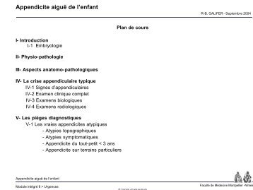 Appendicite aiguë de l'enfant - Faculté de médecine de Montpellier