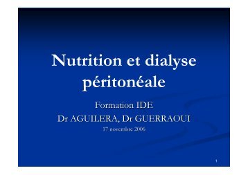 Nutrition et dialyse péritonéale