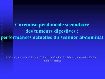Carcinose péritonéale secondaire des tumeurs digestives ...