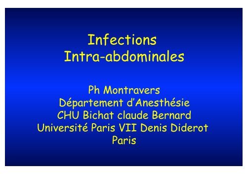 Antibiothérapie des infections intra-abdominales - Infectio-lille.com