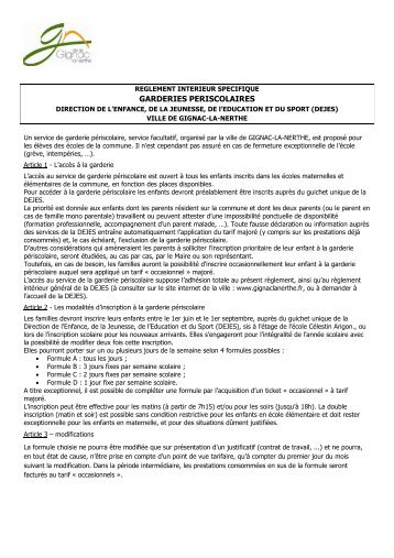 Garderies périscolaires - Gignac-la-Nerthe