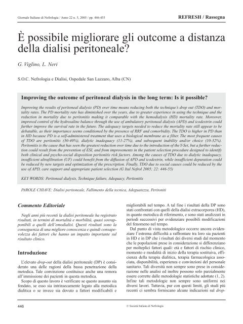 È possibile migliorare gli outcome a distanza della dialisi peritoneale?