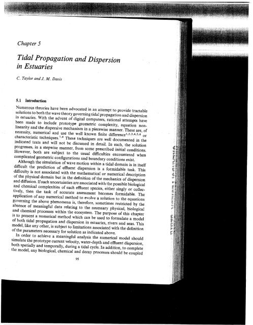 Tidal Propagation and Dispersion in Estuaries