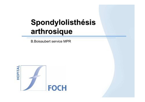 Spondylolisthésis arthrosique