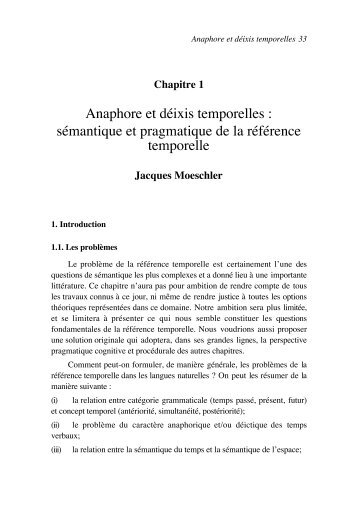 Anaphore et déixis temporelles : sémantique et pragmatique de la ...