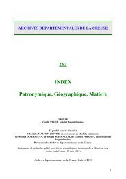 INDEX Patronymique, Géographique, Matière - Archives ...