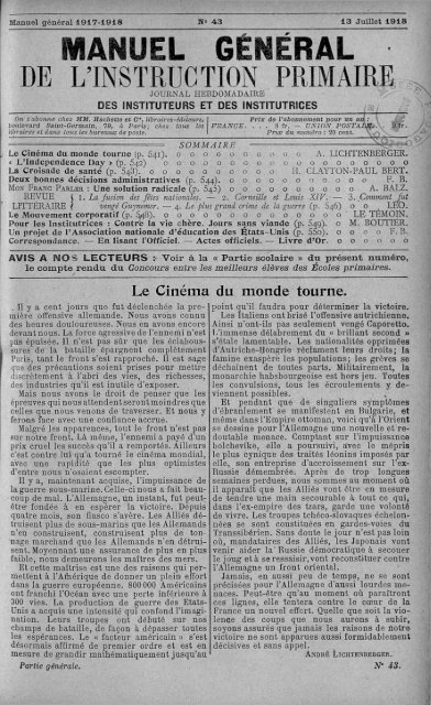 MANUEL GÉNÉRAL DE L'INSTRUCTION PRIMAIRE - INRP