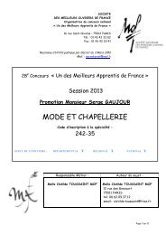 MODE ET CHAPELLERIE - Meilleurs Ouvriers de France